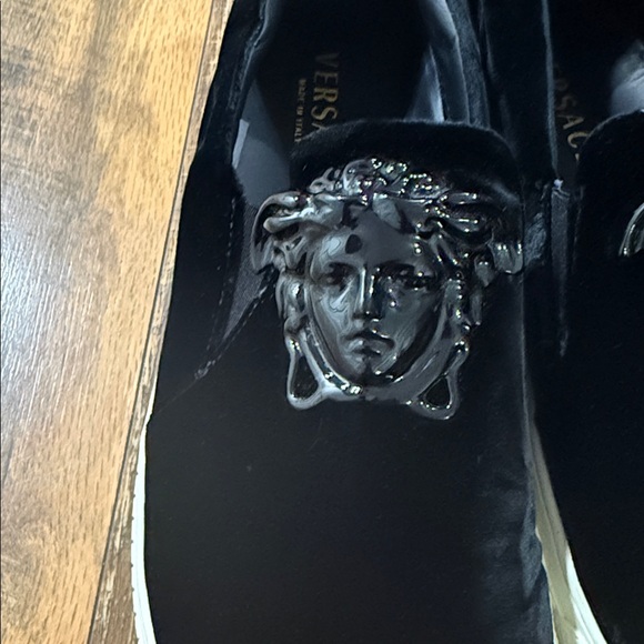 Versace Black Velvet Palazzo Medusa Slip-On Sneakers Size 45/US 12 main image 11